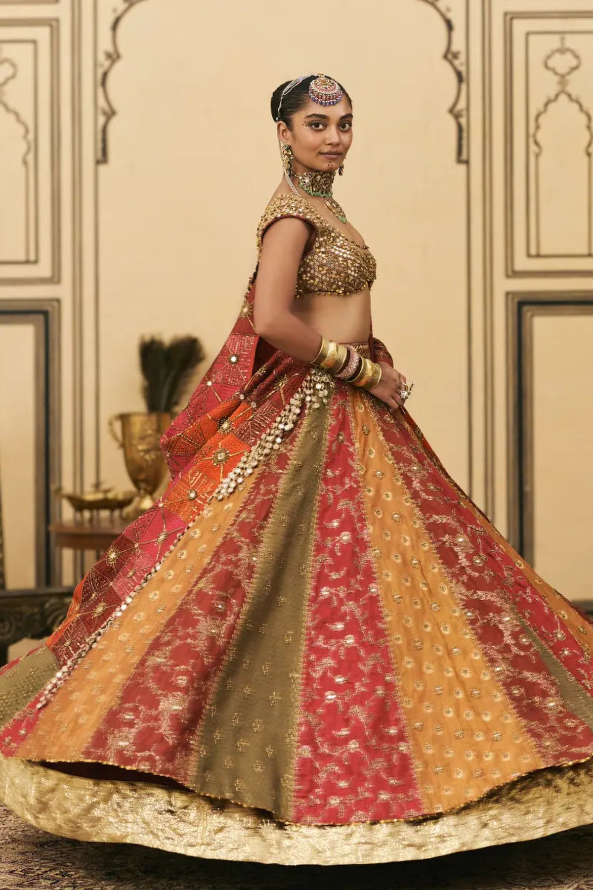 Chitrali Brocade Phulkari Lehenga Set