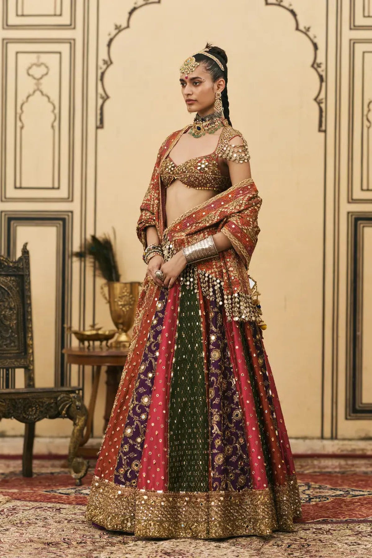 Chitrangi Brocade Phulkari Lehenga Set