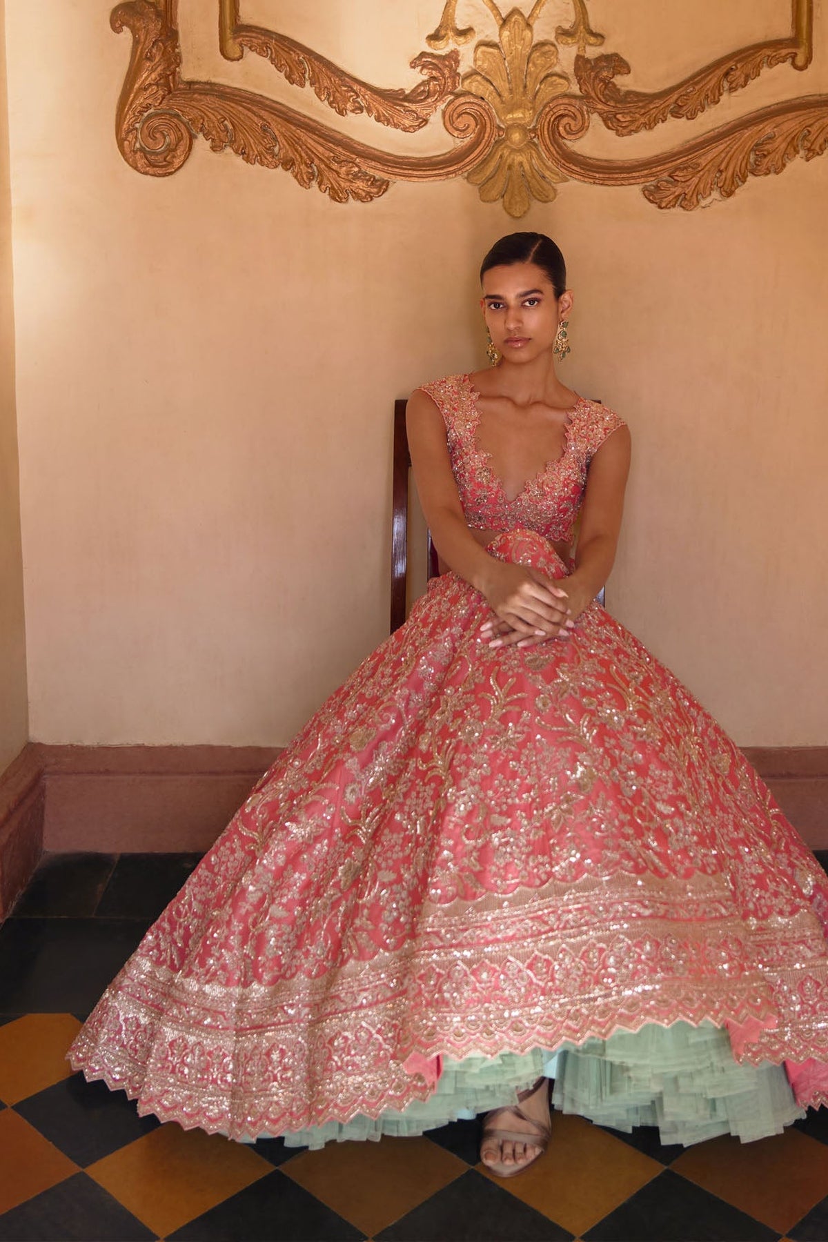 Coral Advika Lehenga Set