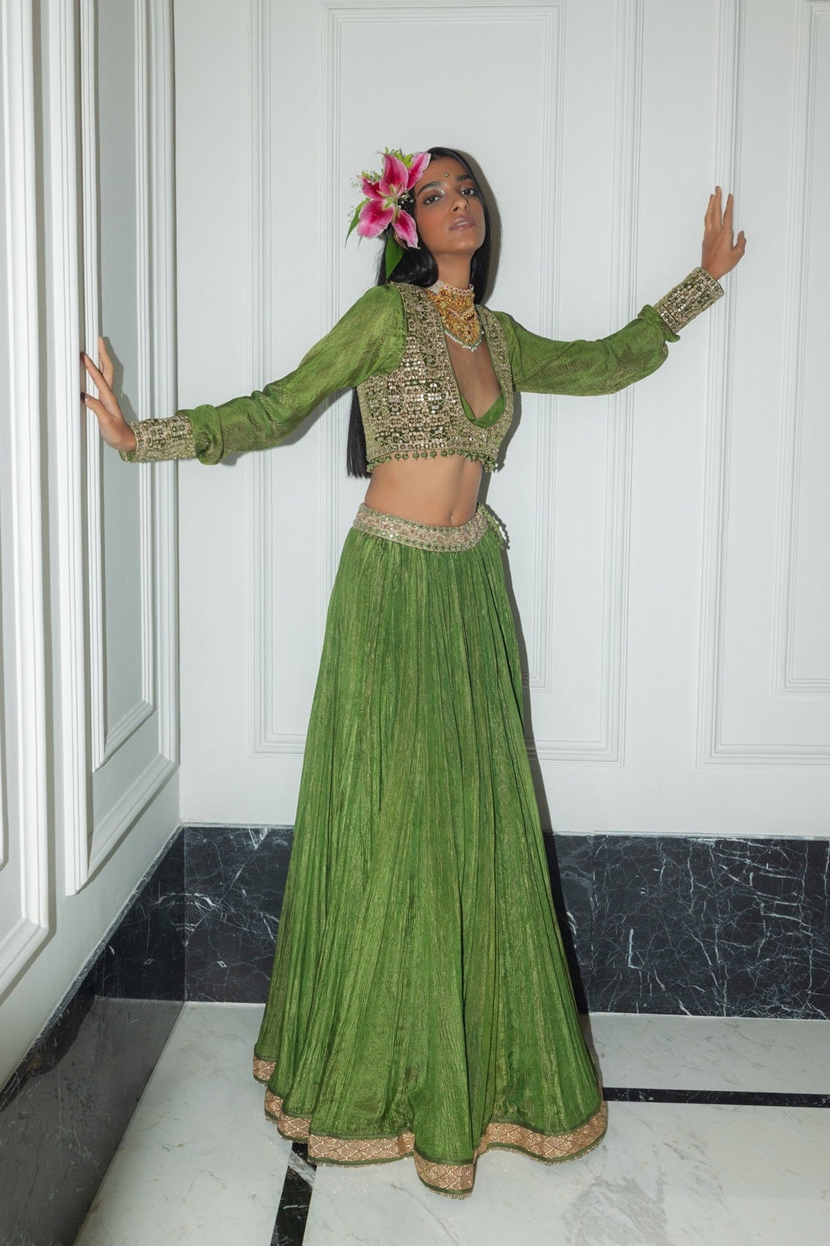 Crushed Lehenga set
