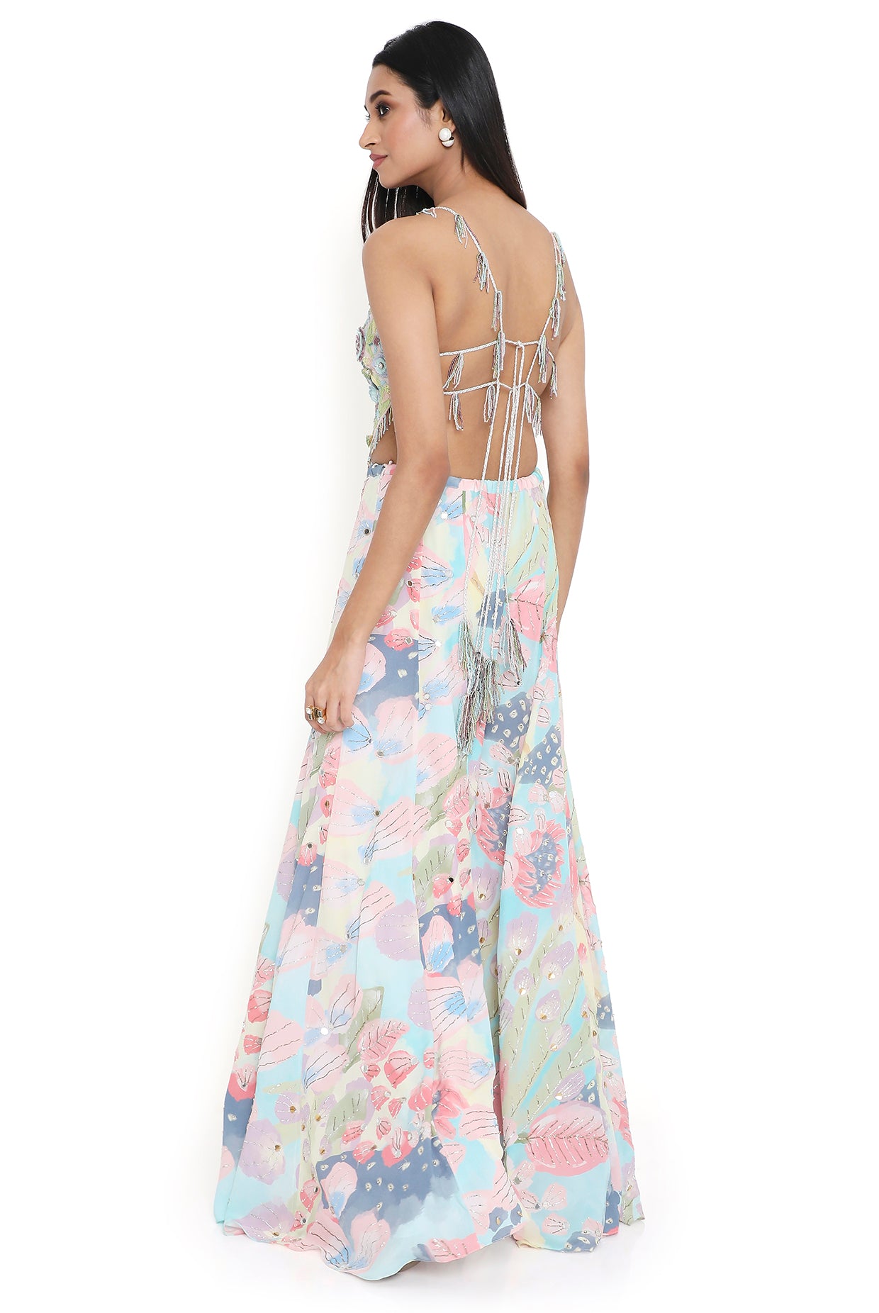 Dalia Rose Pink Embroidered Choli With Printed Embroidered Sharara