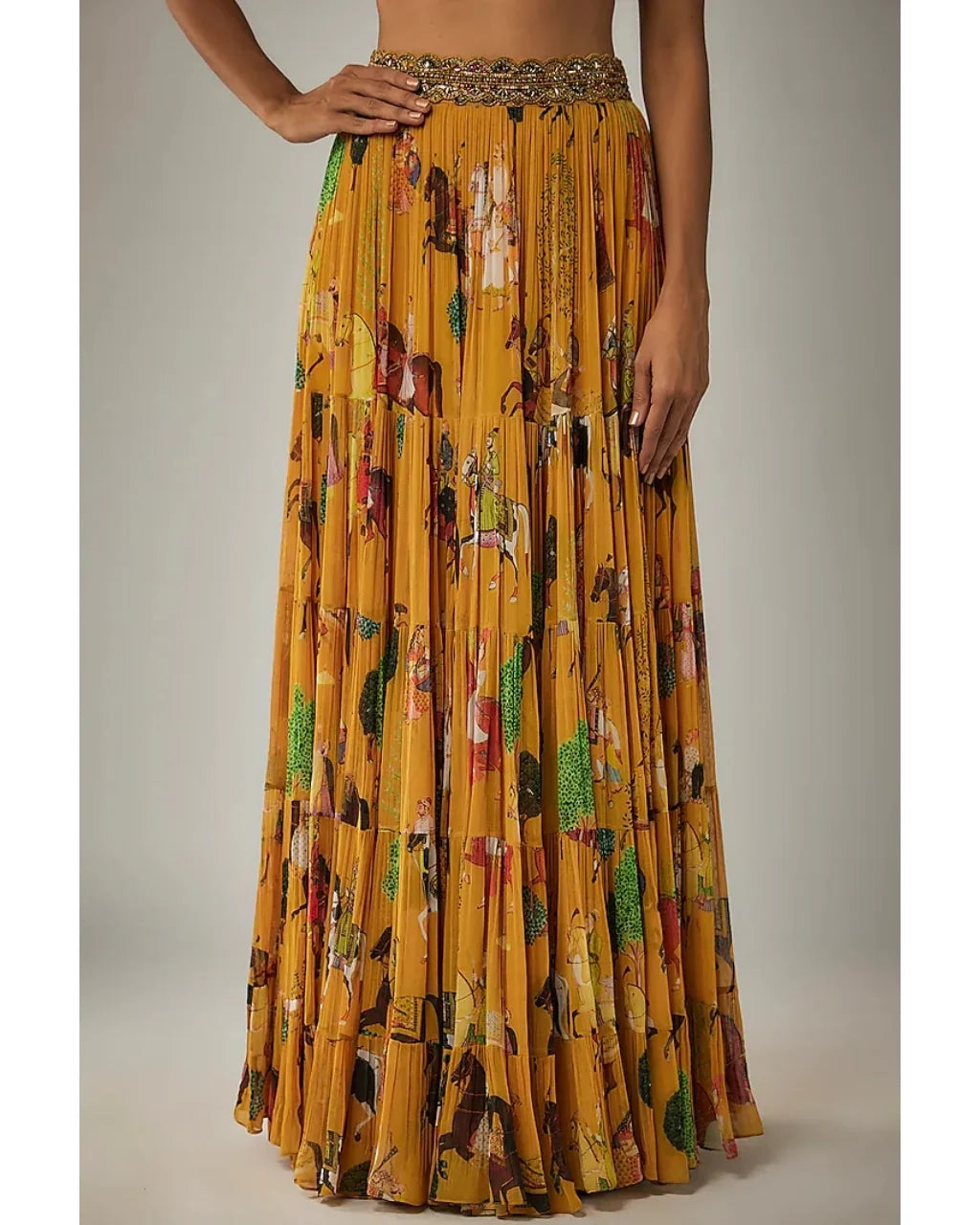 Mango Flowy Mughal Printed Cape and Skirt Set