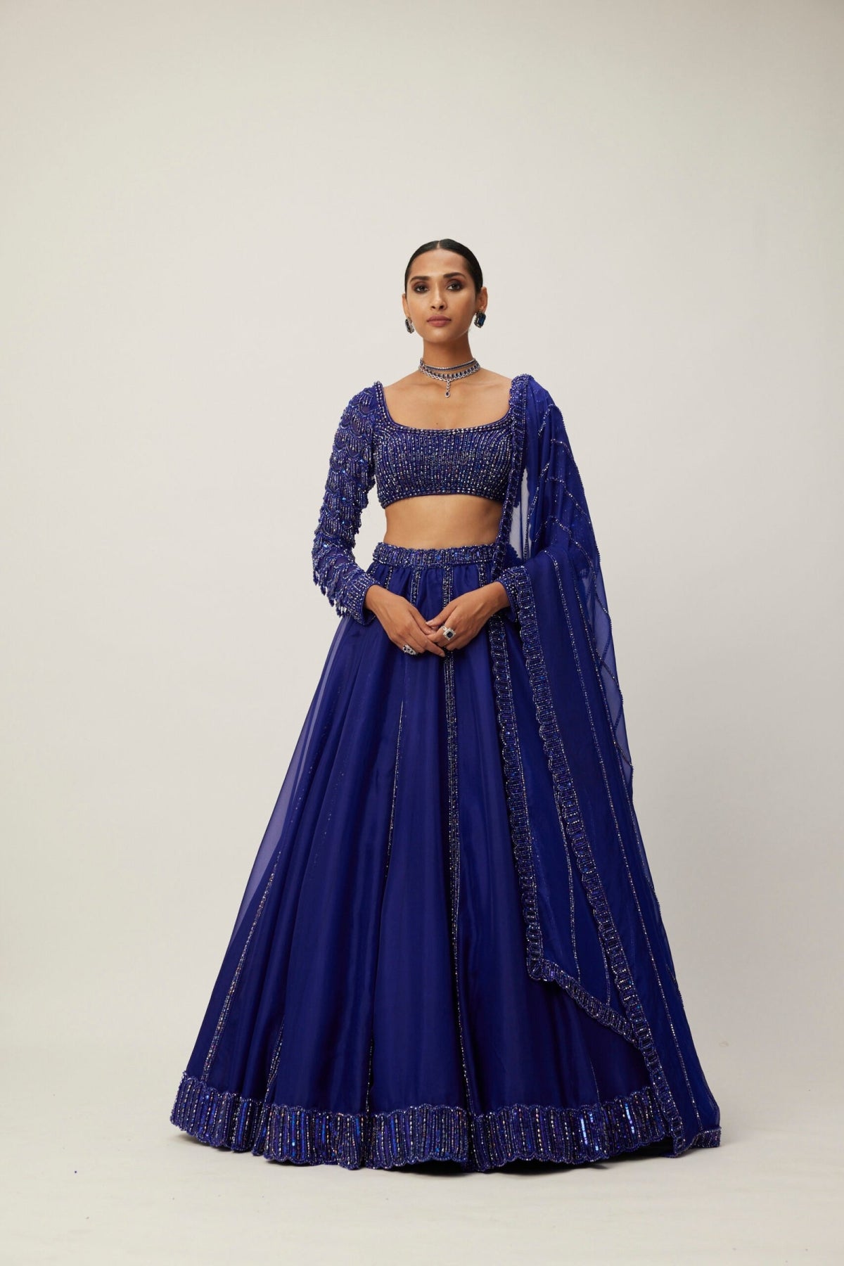 Cocktail Blue Organza Lehenga Set- Ready to ship
