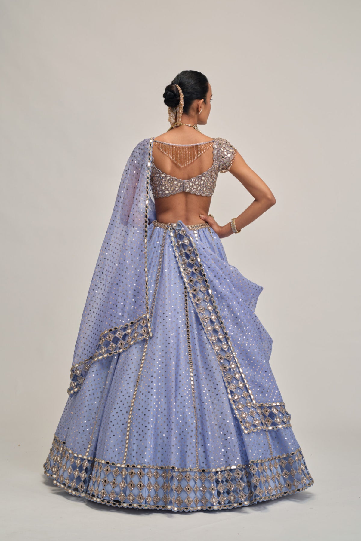 Dew Blue Sequins Embroidered Lehenga Set