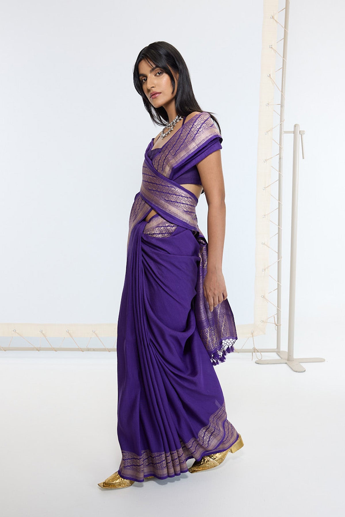 Handwoven Deep Purple Saree