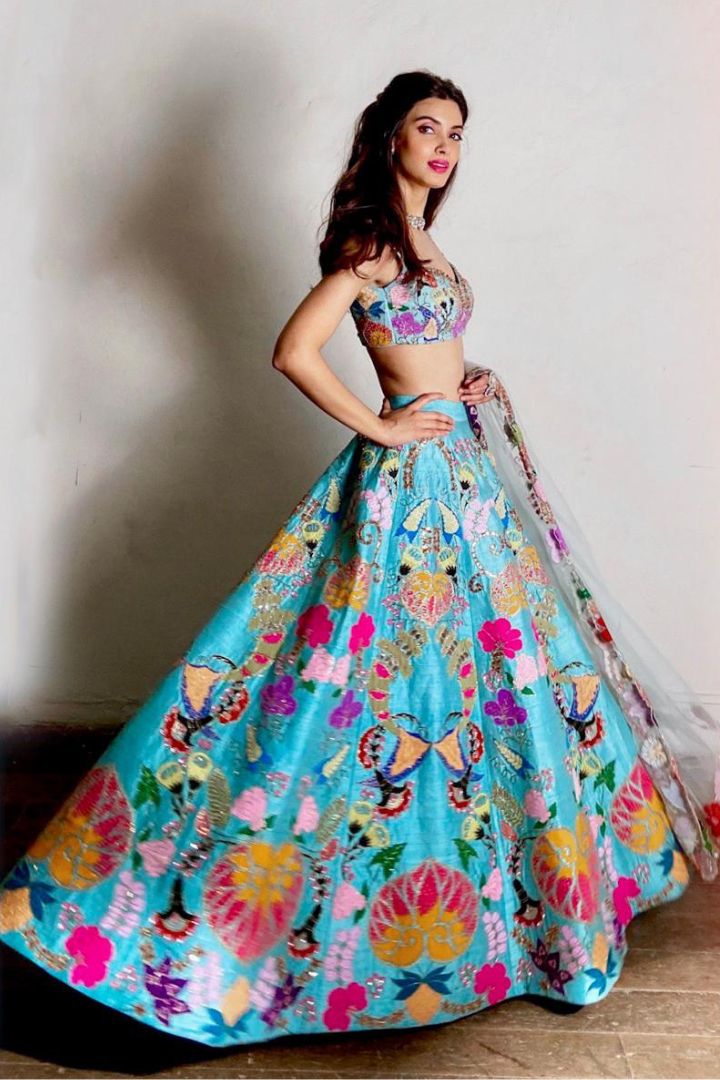 Diana Penty In Naiads - Scuba Blue Raw Silk Lehenga Set