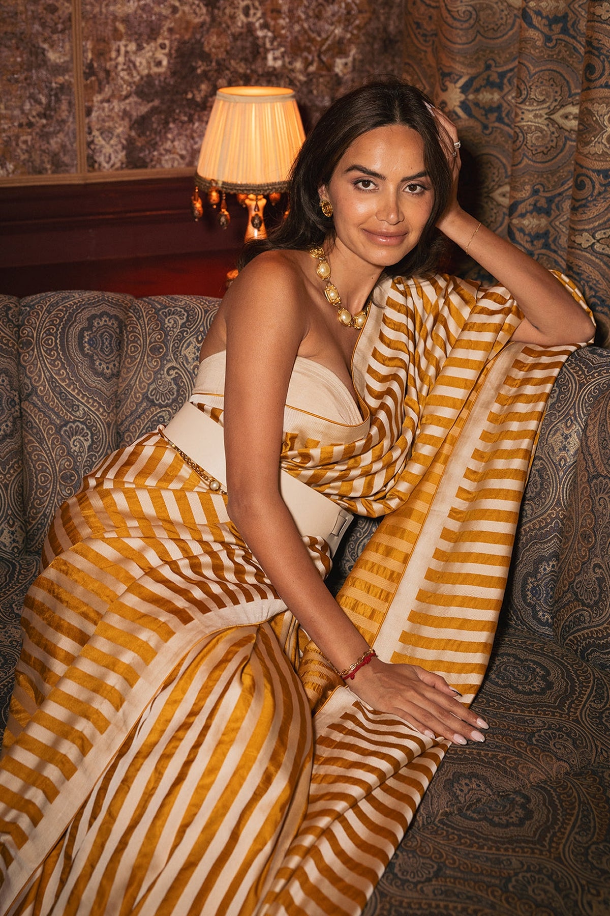 Ochre Candy Cane Saree
