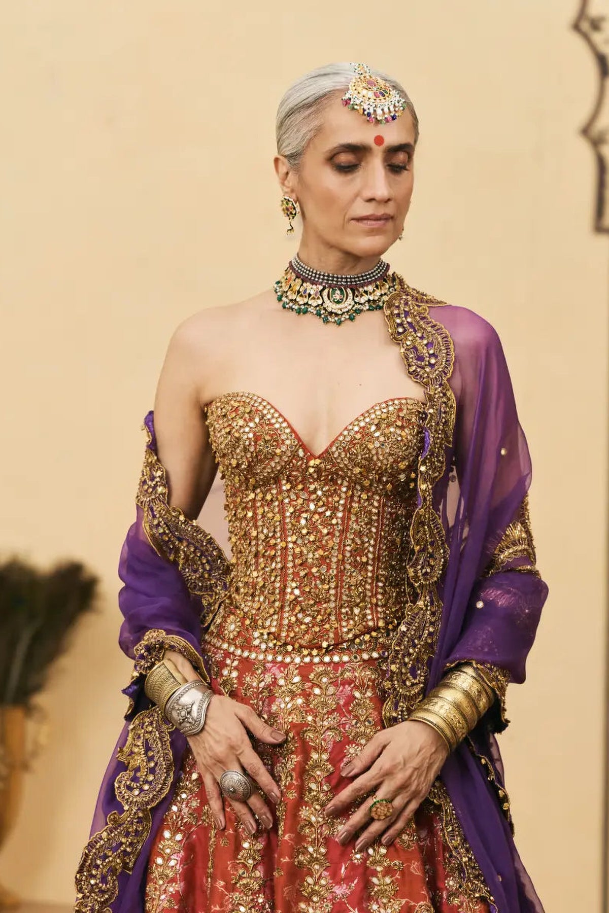 Do-Rang Brocade Gota Lehenga Set