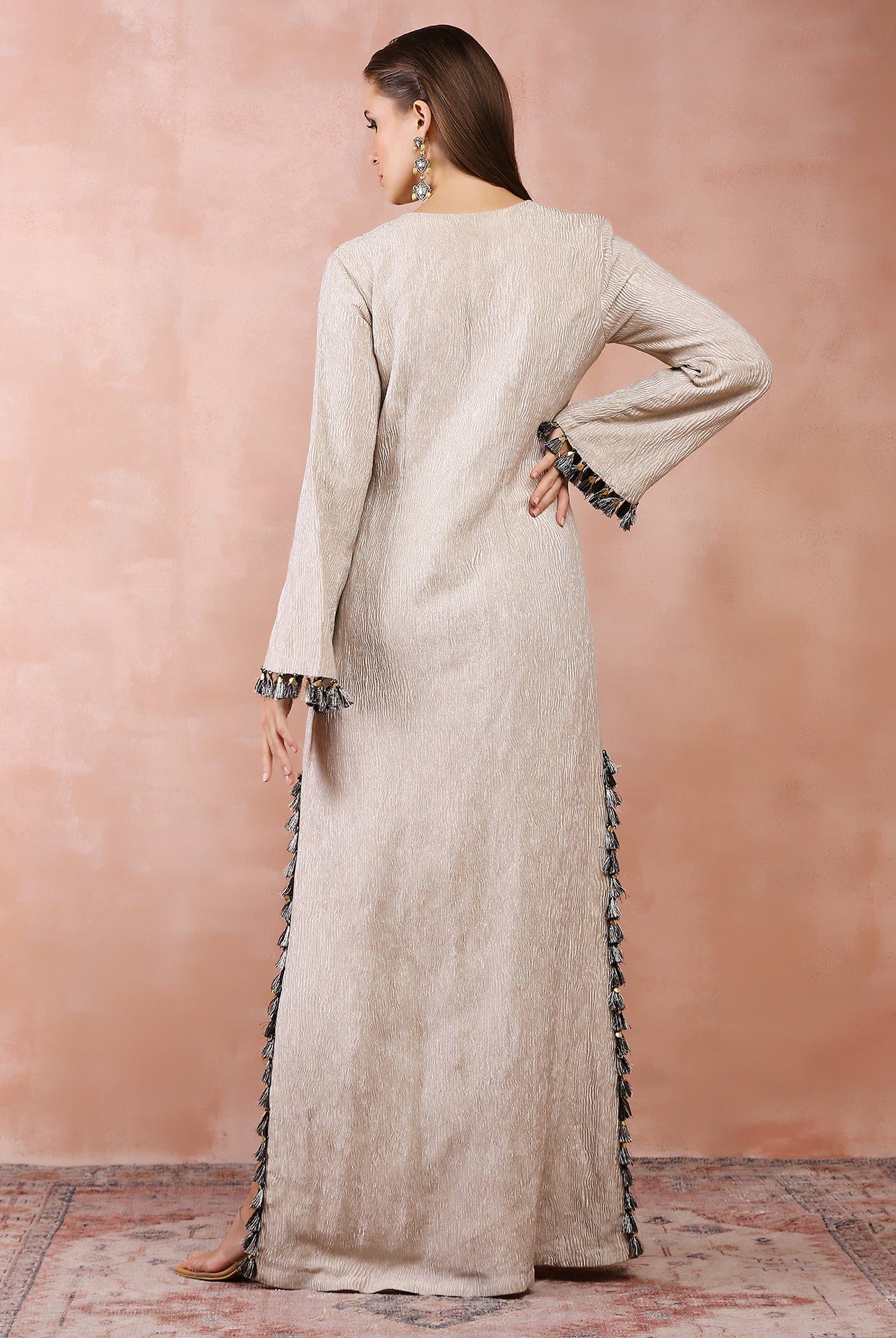 DULL GOLD EMBROIDERED YOKE KAFTAN