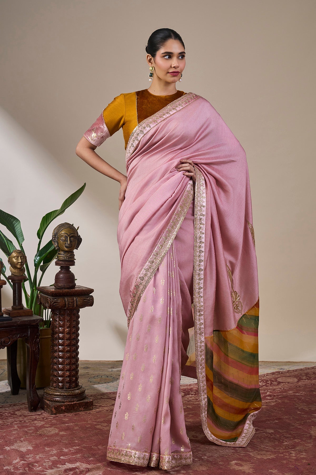 Dusty Pink Heritage Pop Saree