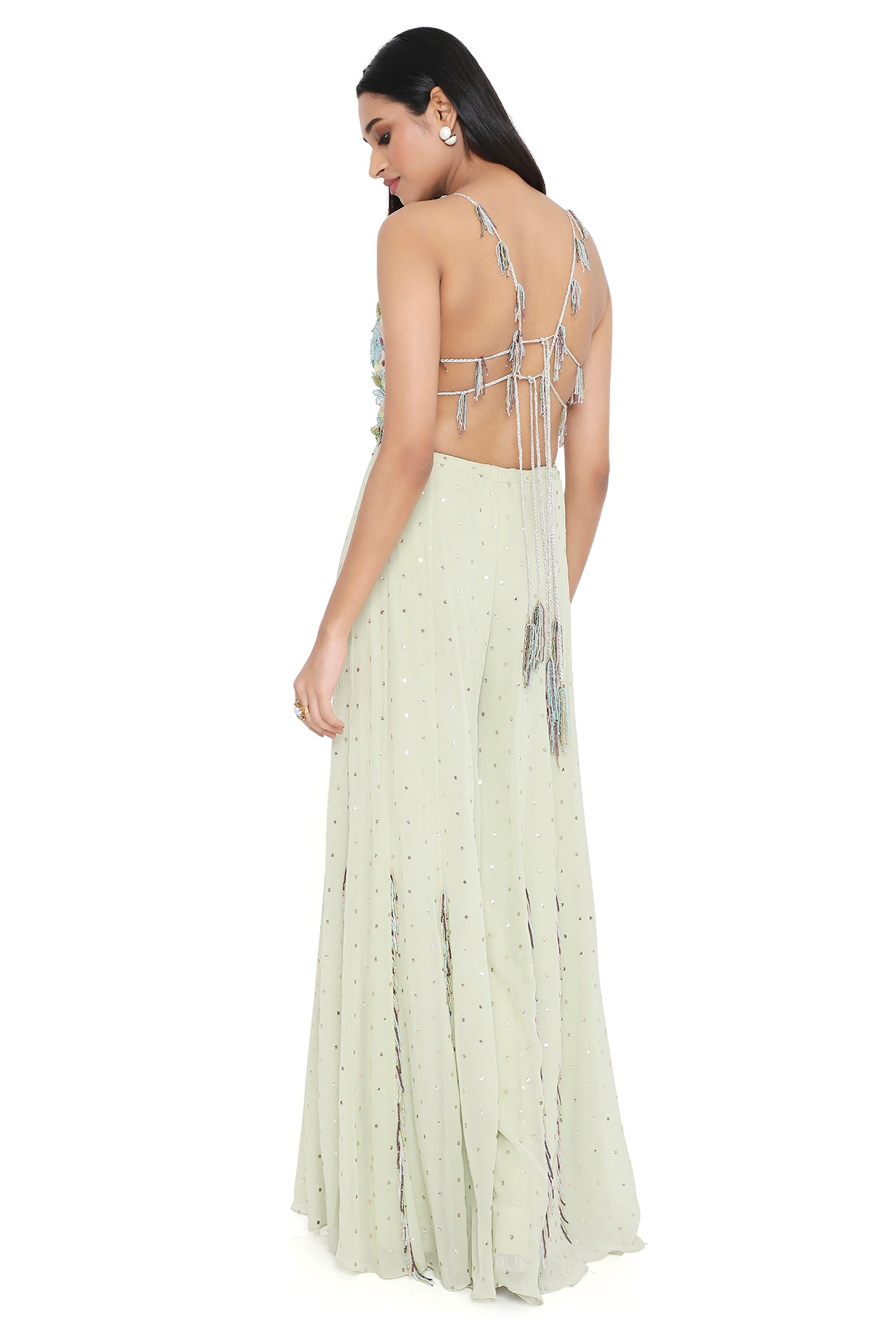 Elisa Aqua Embroidered Choli And Sharara