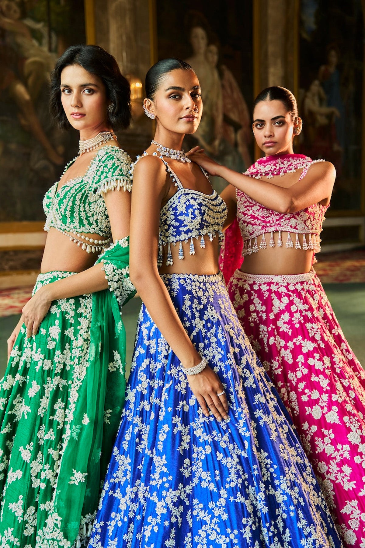 Fuchsia Pink Thread Work Lehenga Set