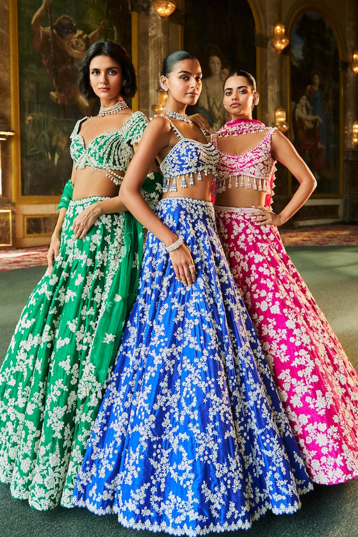 Fuchsia Pink Thread Work Lehenga Set