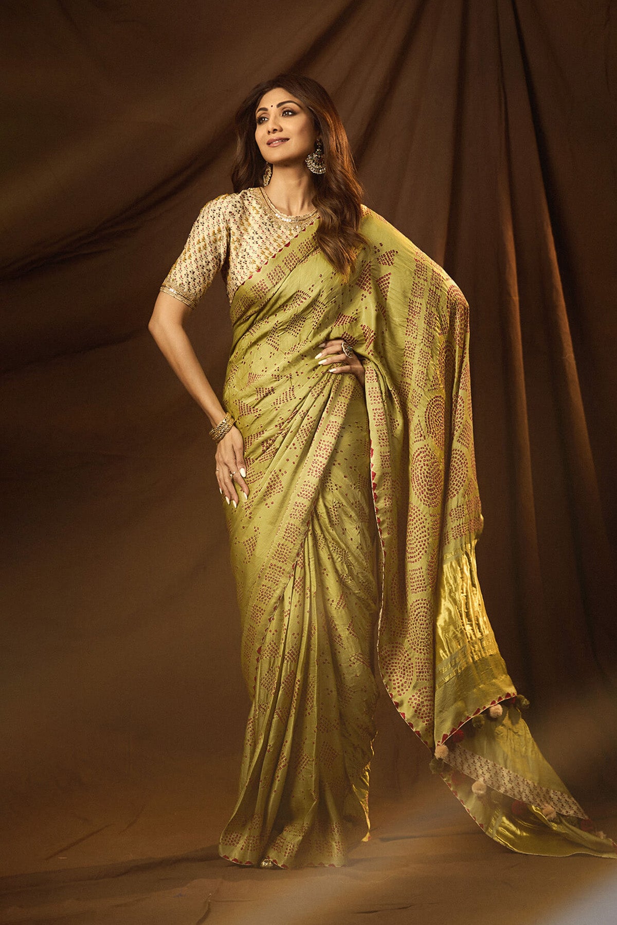 Green Bandhani Saree