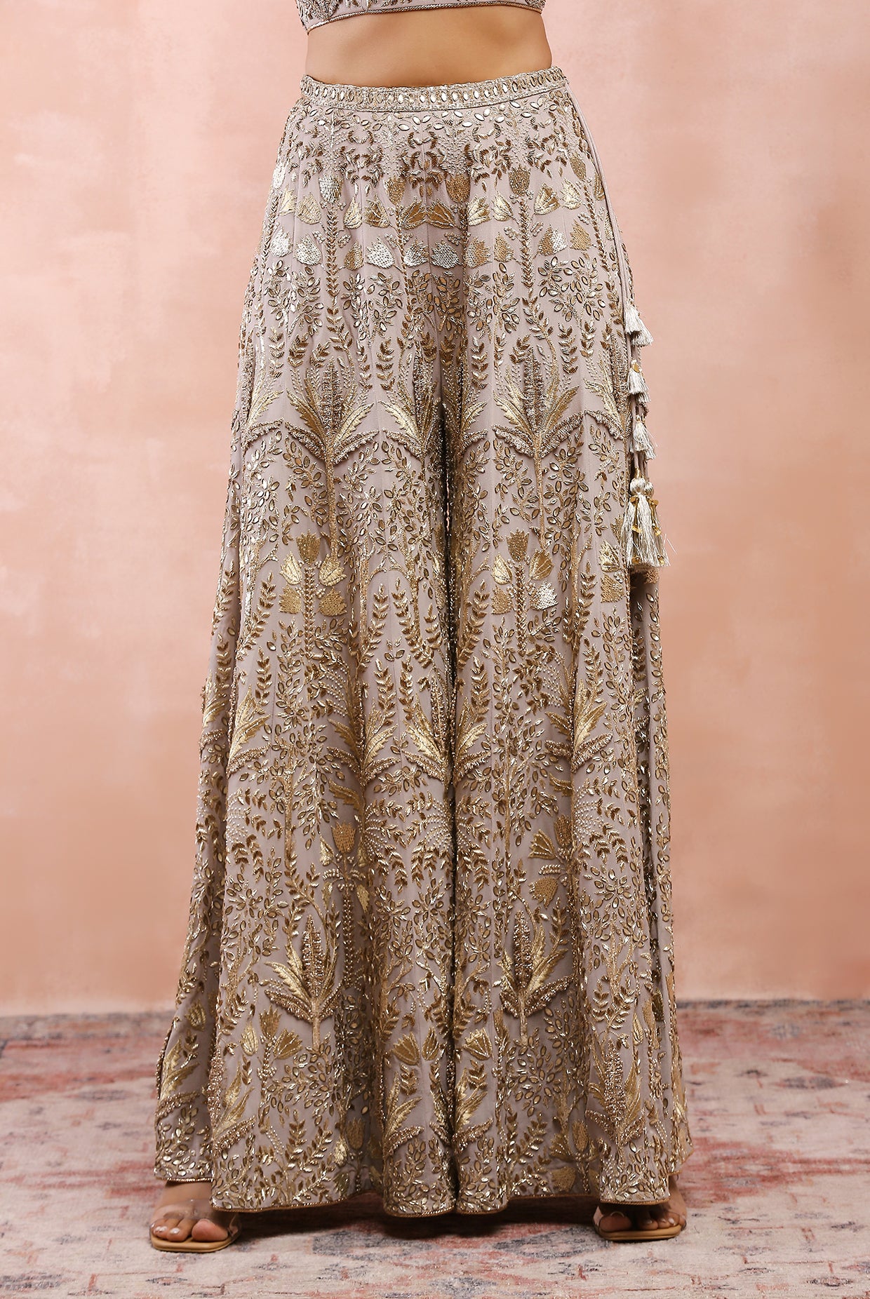GREY BAGH EMBROIDERED CHOLI WITH SHARARA AND DUPATTA