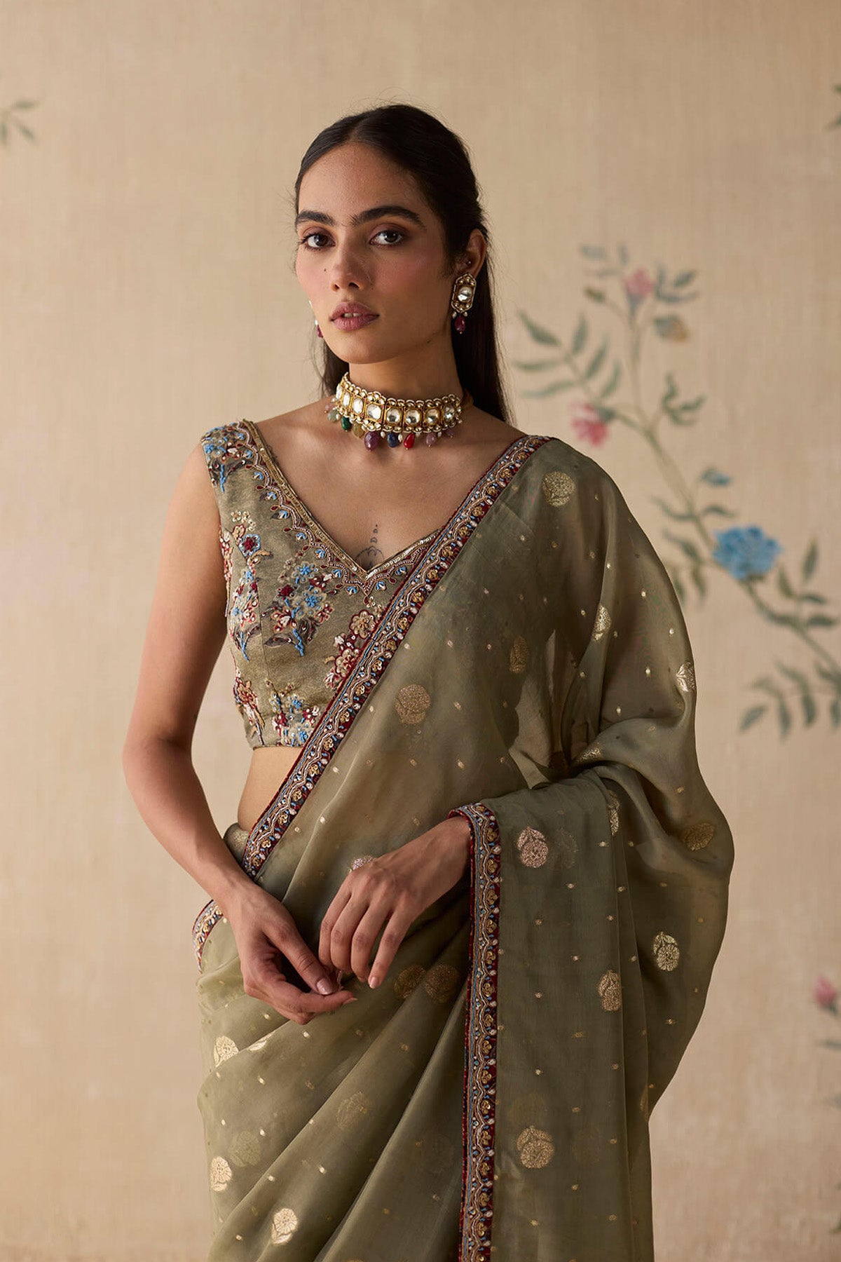 Grey Organza saree