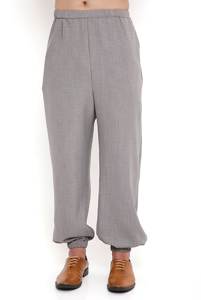 GREY SOFT LINEN BOMBER KURTA WITH JOGGER PANT