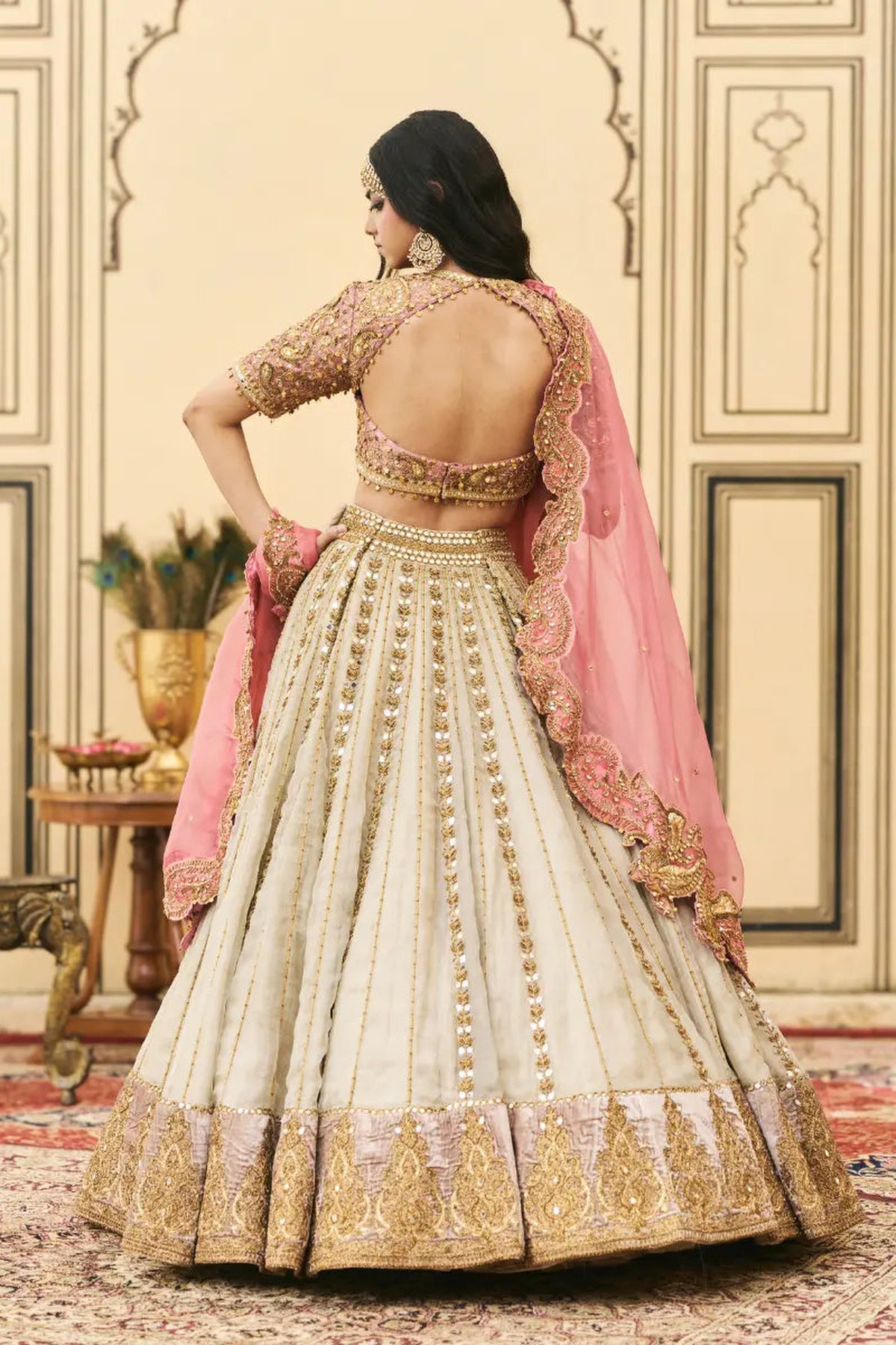 Gulabi-Rajat Tissue Lehenga Set