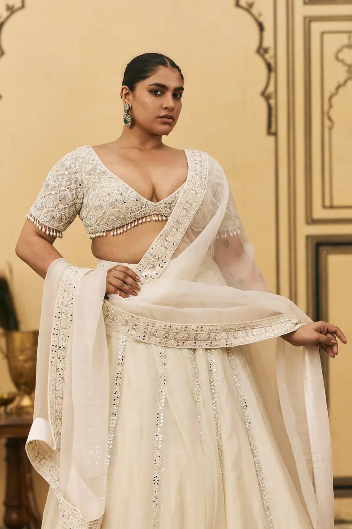 Haathidant Organza Lehenga Set