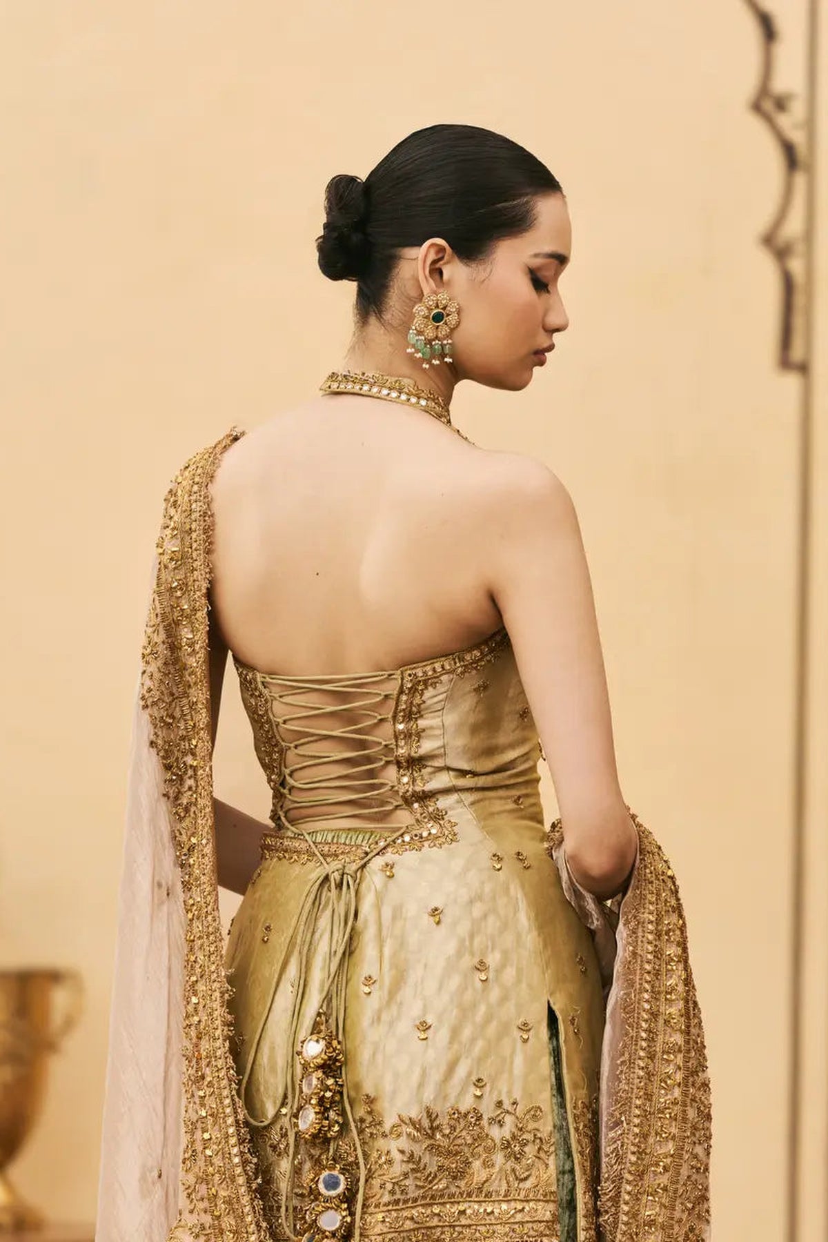 Hariyal Velvet Brocade Farshi Set
