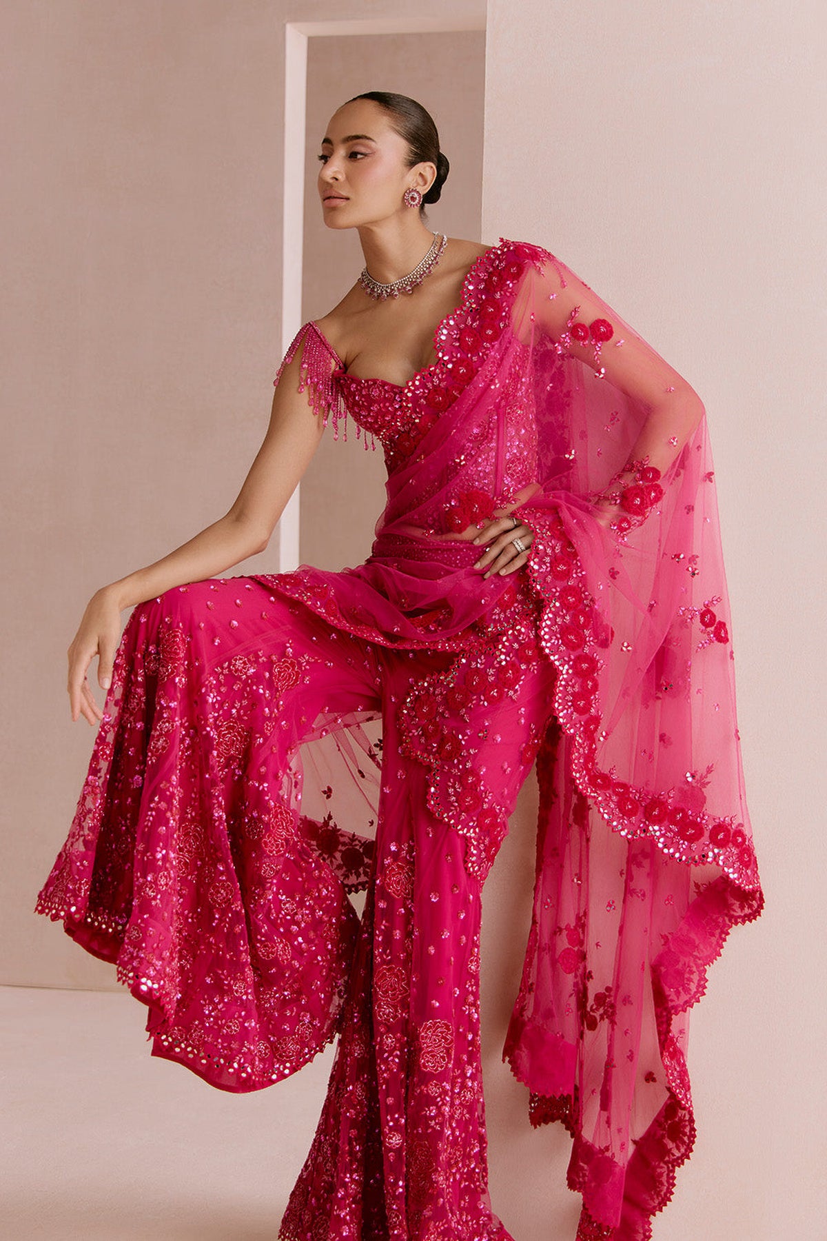 hot pink sharara set