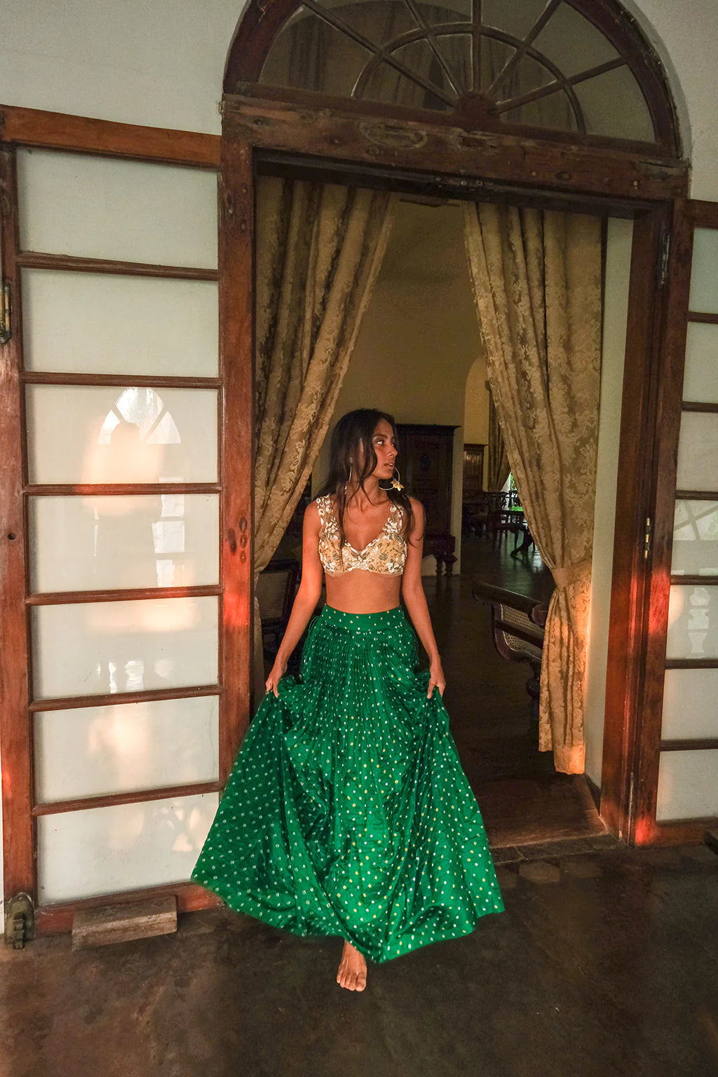 EMERALD BANDHINI, SLINKY NUDE BLOUSE