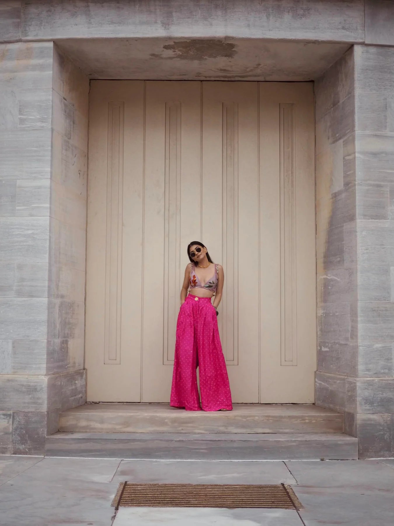 PINK BANDHNI TROUSERS, LILACS AND SEA SHELLS