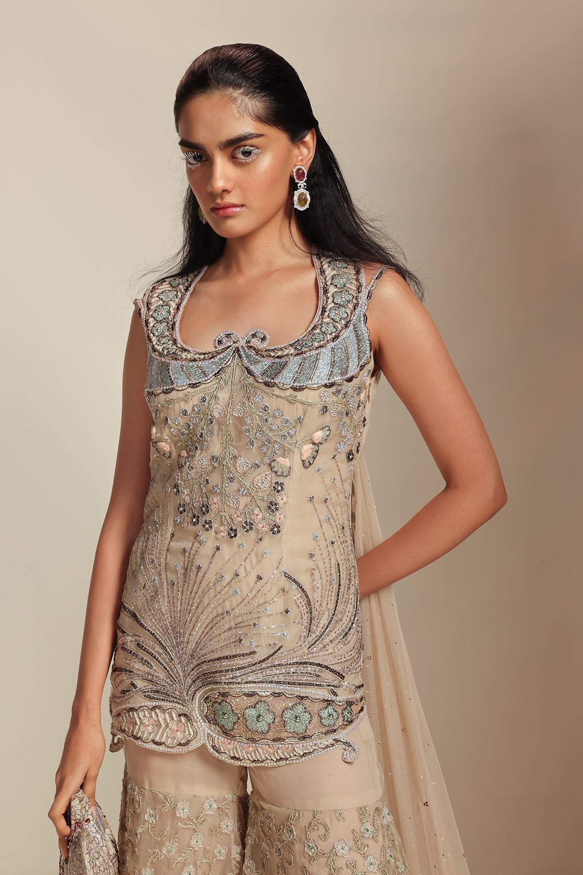 Intersera - Champagne Organza Gharara