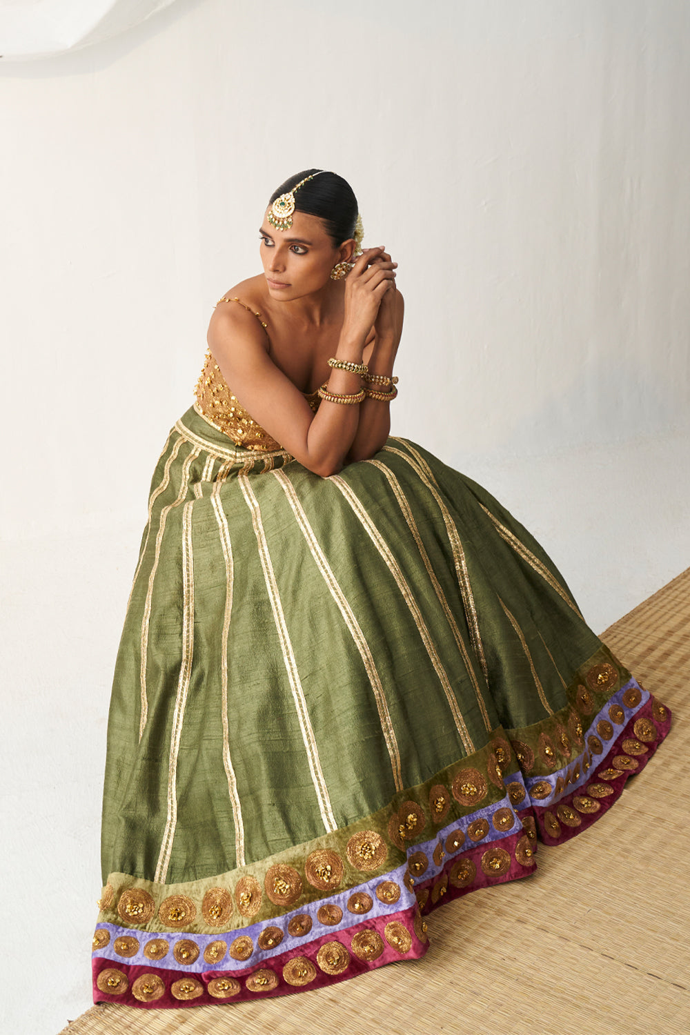 Gul Mehendi Corset Lehenga