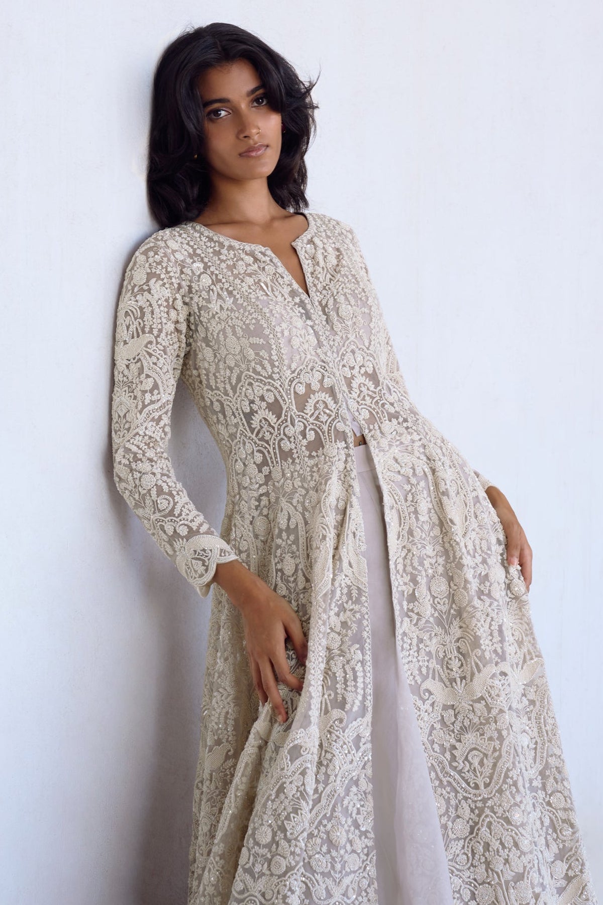 Ivory Carmine Jacket Skirt Set