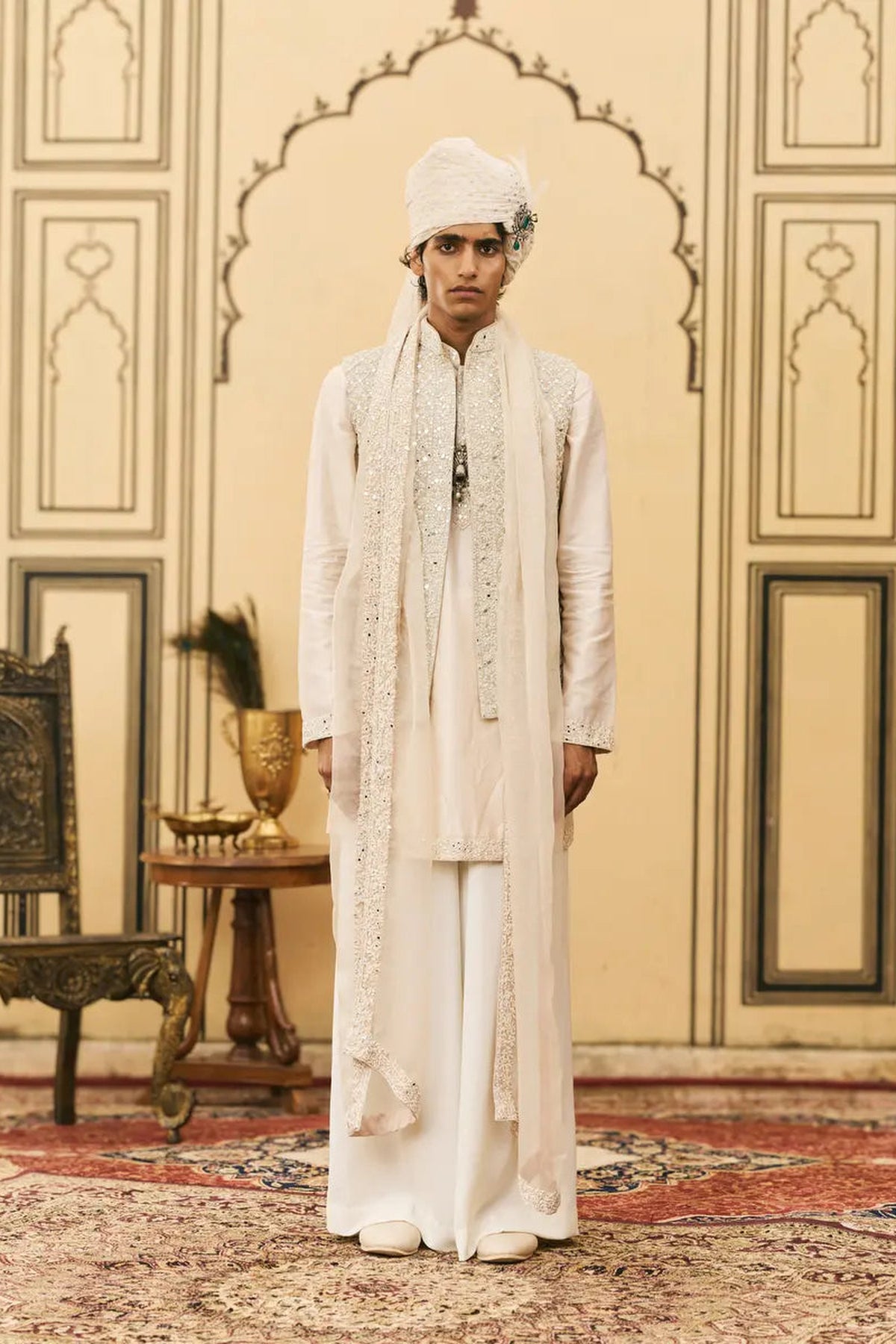 Ivory Chanderi Kurta Set