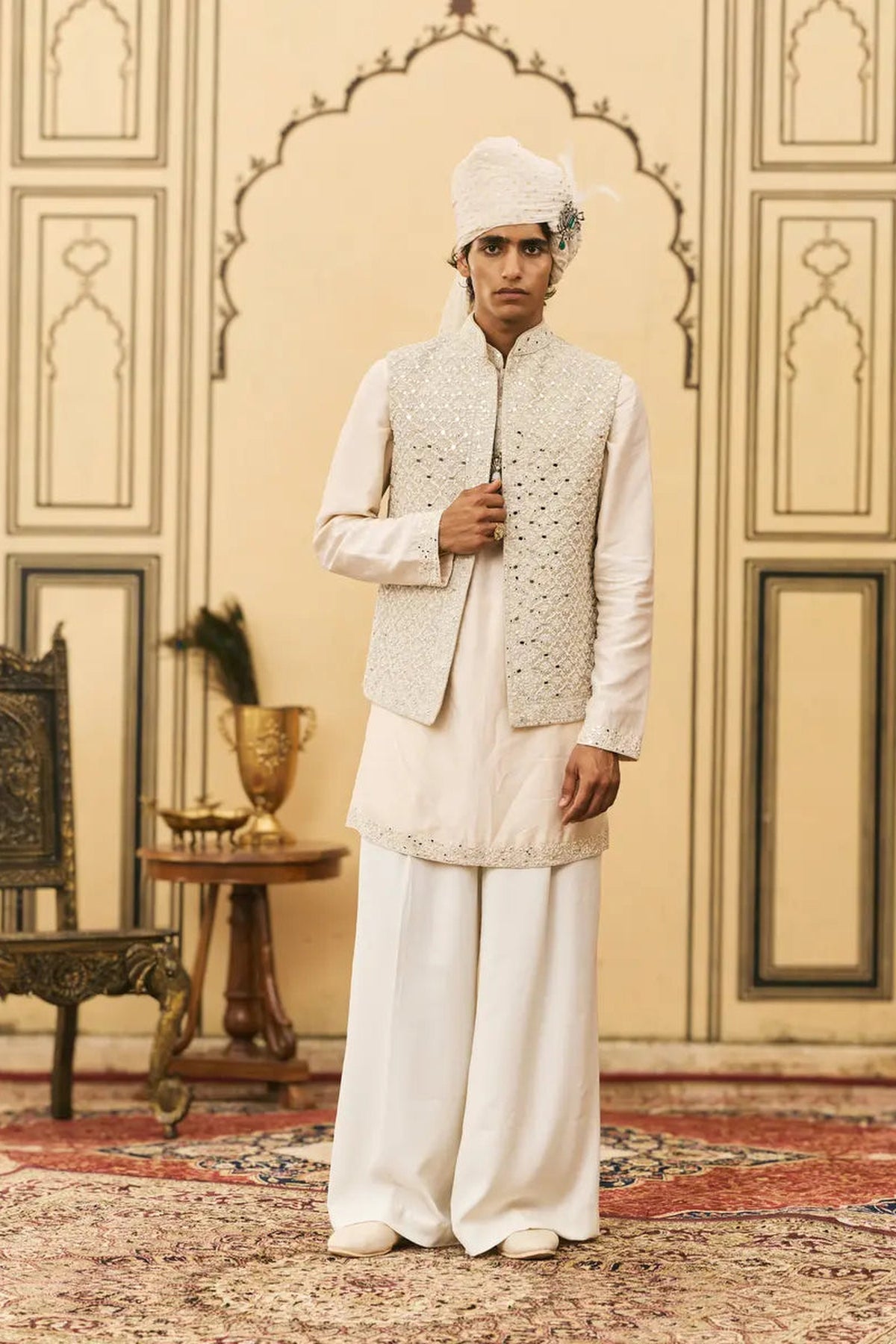 Ivory Chanderi Kurta Set