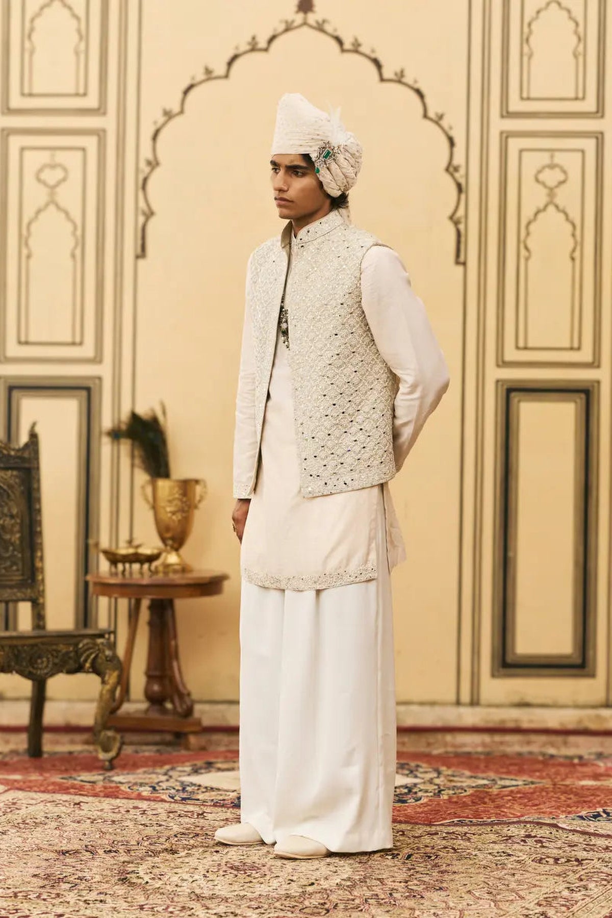 Ivory Chanderi Kurta Set