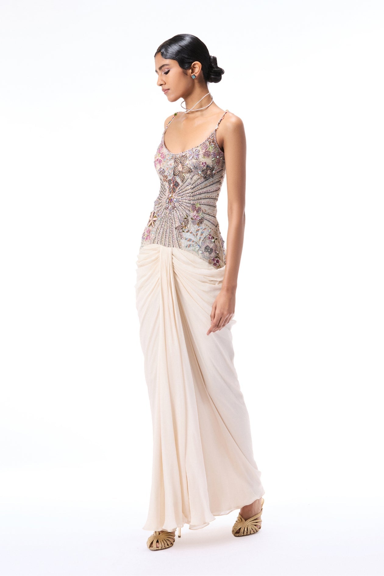 Mistmuse - Ivory Chiffon & Tulle Gown - Ready To Ship