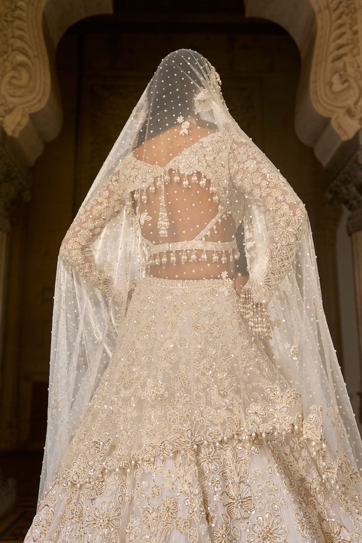 Ivory Gold Sequin Lehenga Set