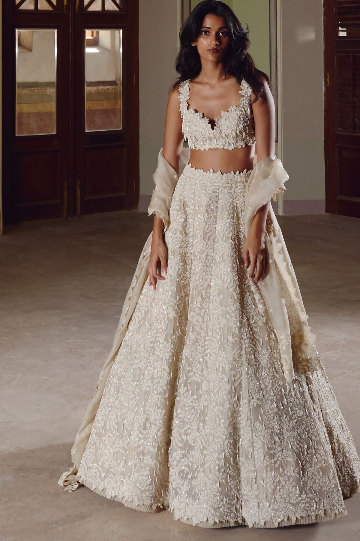 Ivory New Athena Tassels Lehenga Set