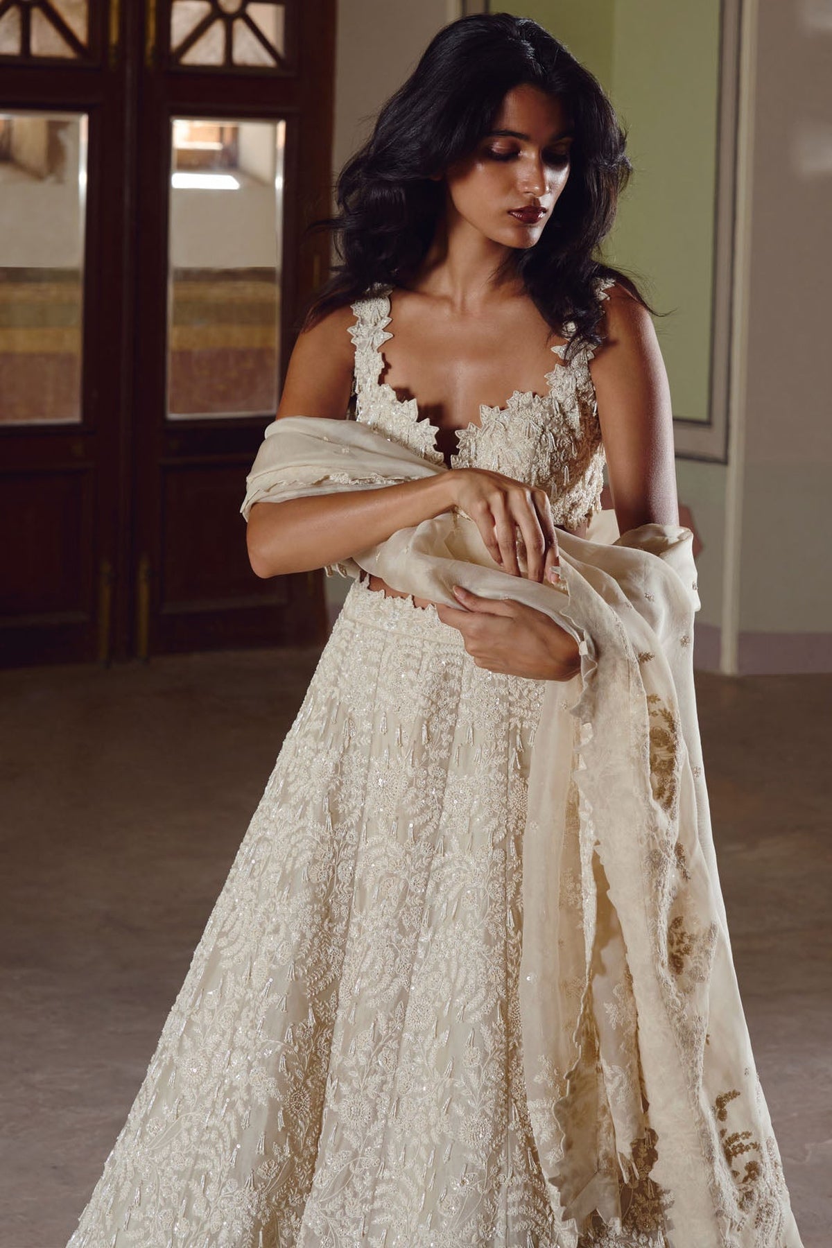 Ivory New Athena Tassels Lehenga Set