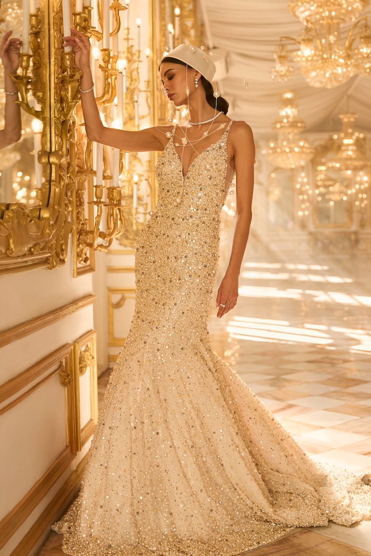 Ivory Pearl Trail Gown