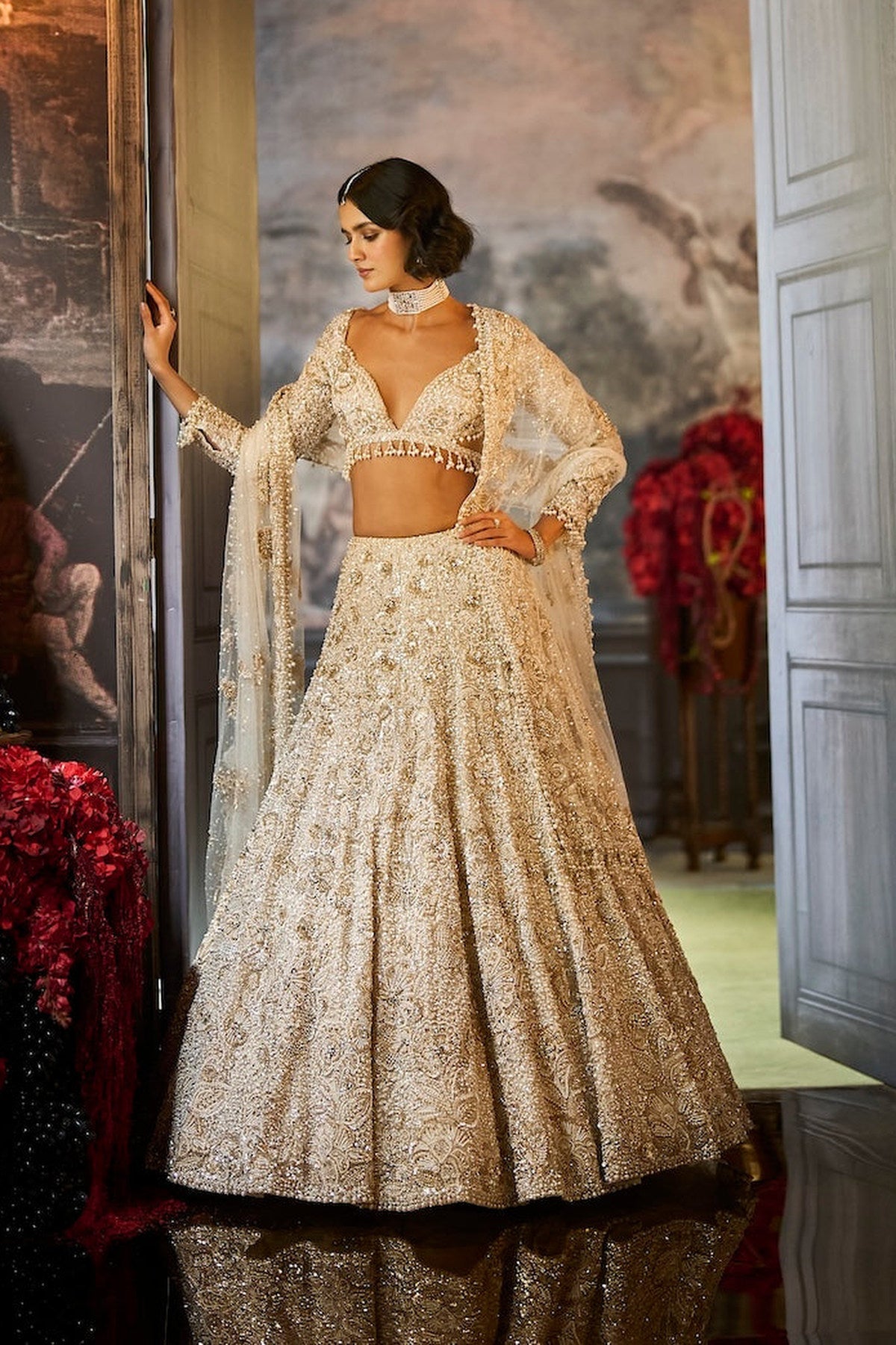 Ivory Sequin Lehenga Set