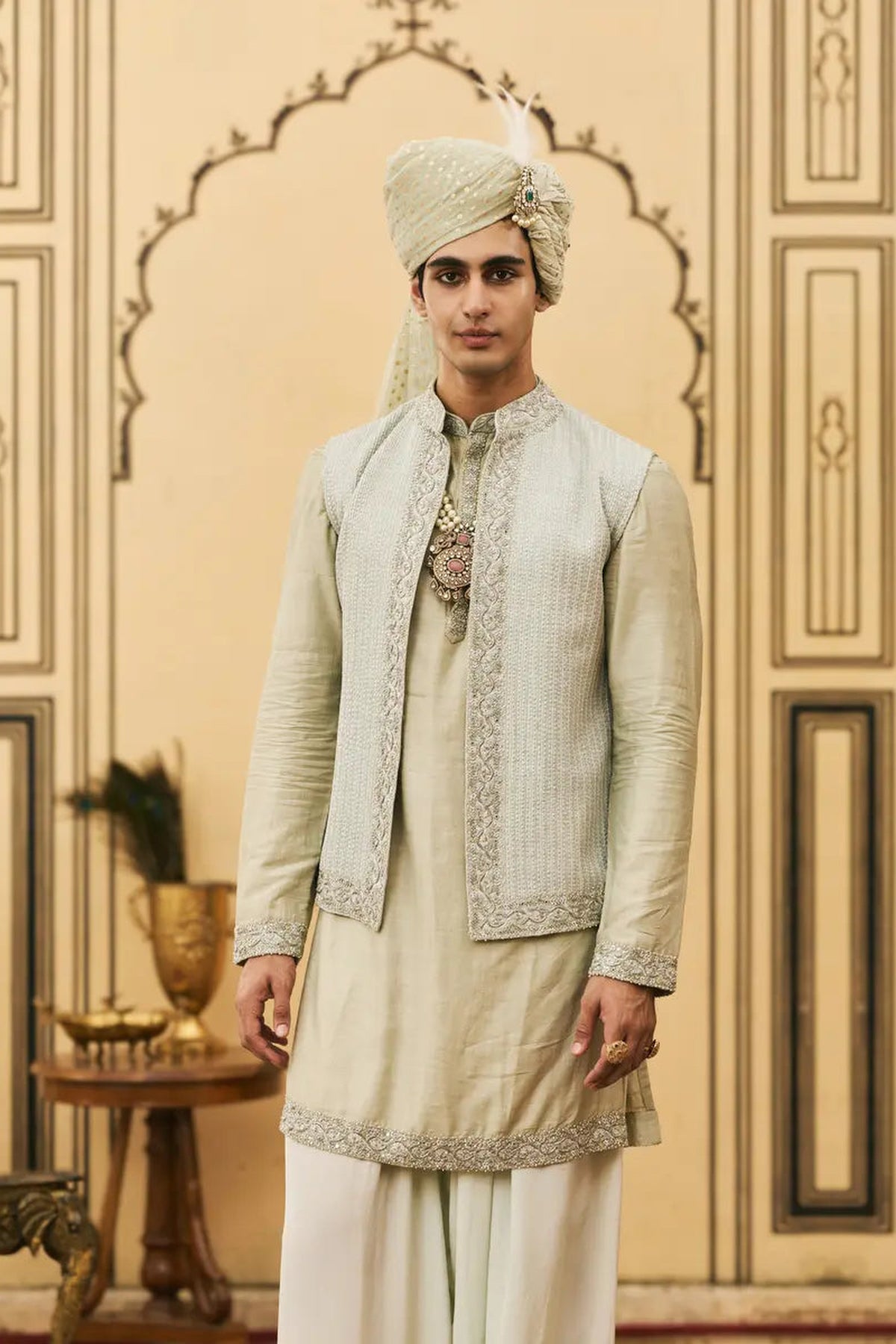 Jalabha Raw Silk Kurta Bundi Set