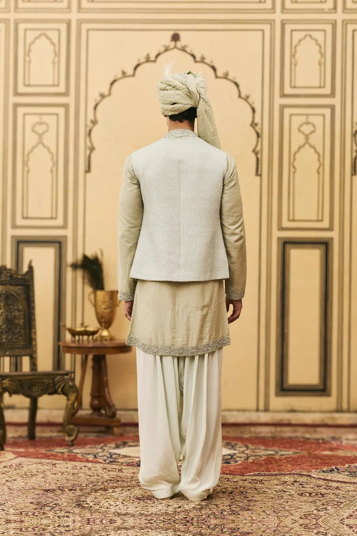 Jalabha Raw Silk Kurta Bundi Set