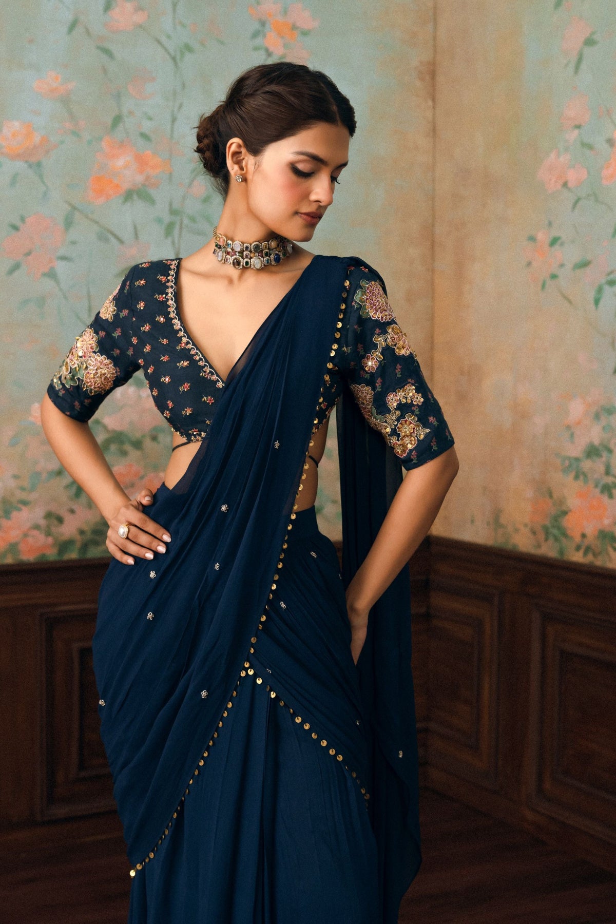 KAIA SAREE SET – NAVY BLUE