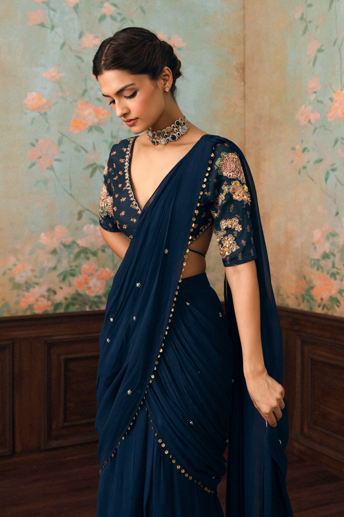 KAIA SAREE SET – NAVY BLUE