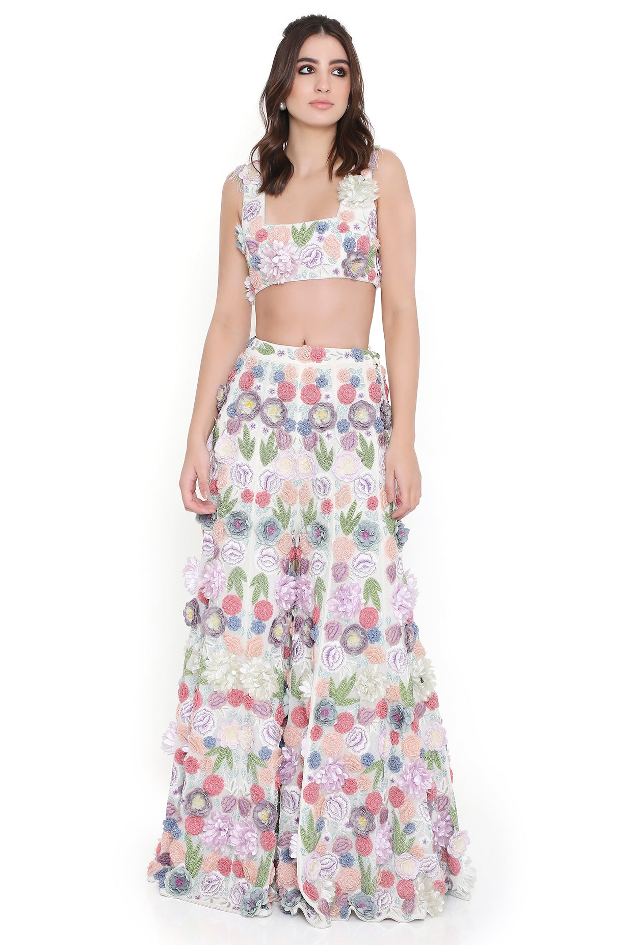 Leila Off White Embroiderd Choli And Sharara