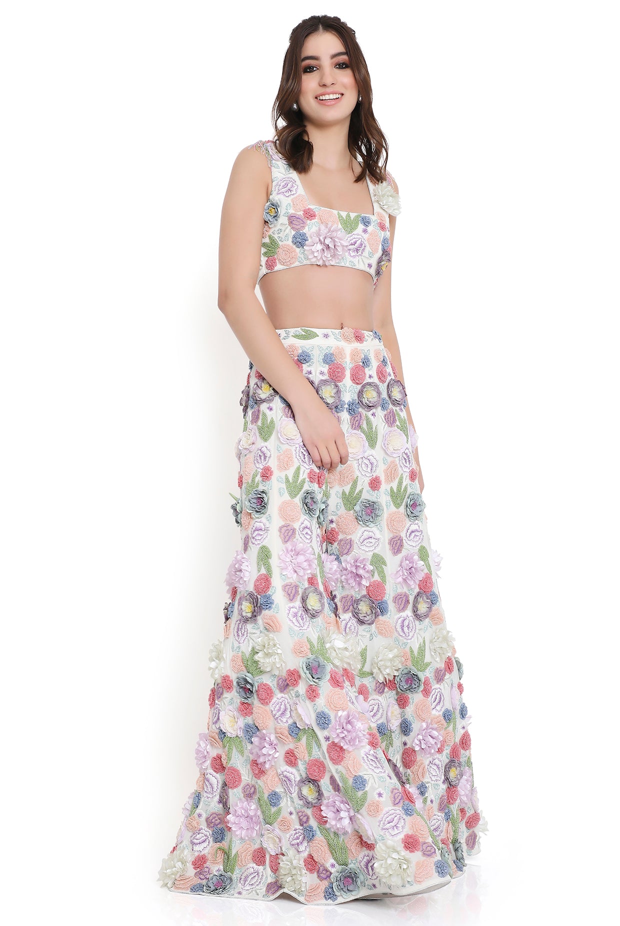 Leila Off White Embroiderd Choli And Sharara