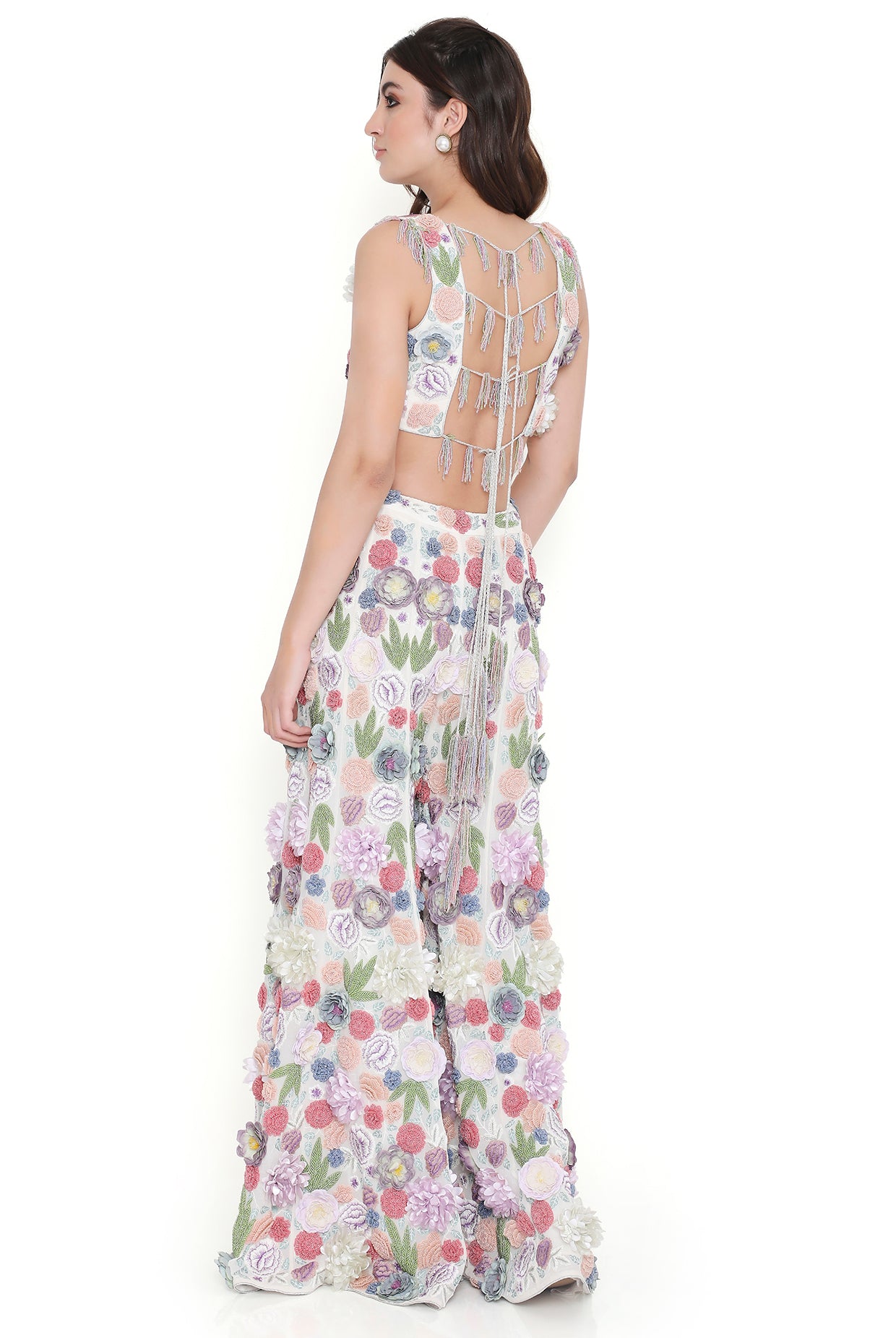 Leila Off White Embroiderd Choli And Sharara