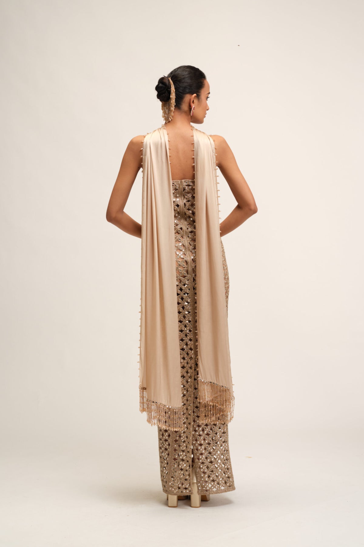 Light Beige Cutwork Dress Set