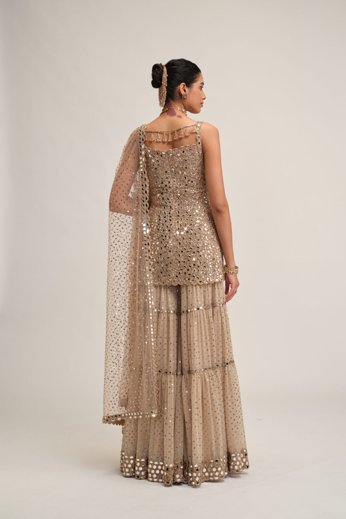 Light Beige Kurta Sharara Set