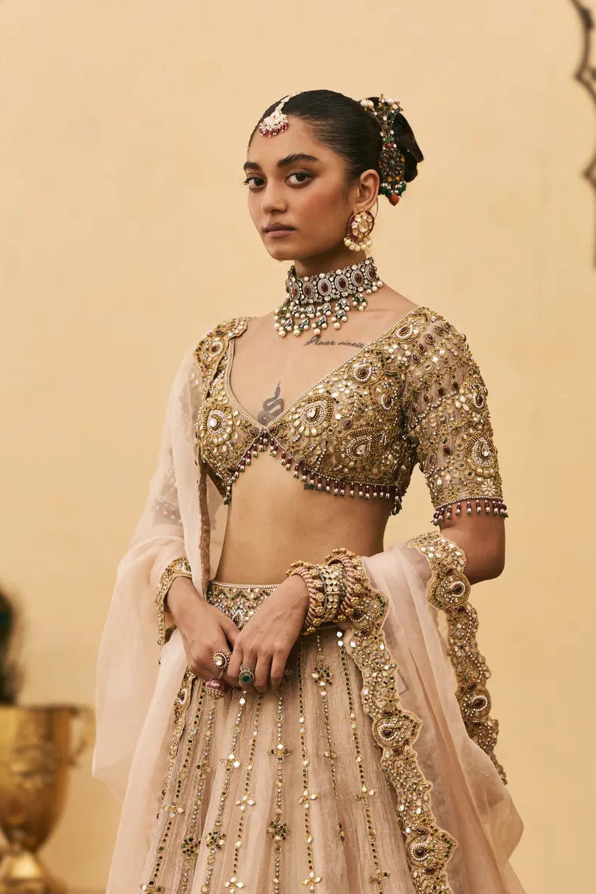 Maang Tika Tissue Lehenga Set
