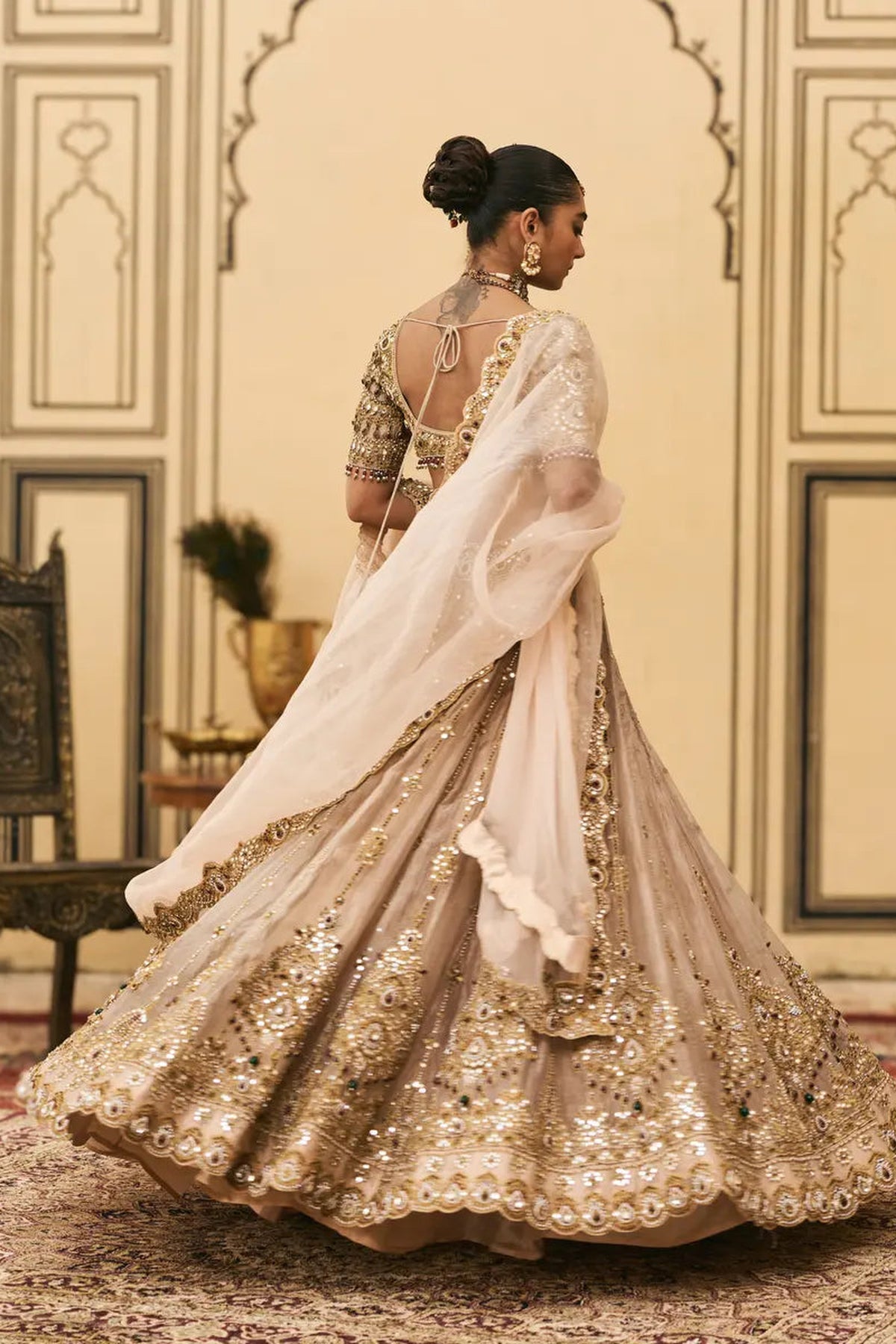 Maang Tika Tissue Lehenga Set